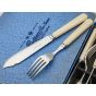 Joseph Rodgers Boxed Fish Cutlery Set Faux Bone Handled Silver Plated Vintage (#100731) 2