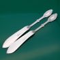 Pair Of Shorter Length Cake Knives - Sheffield Silver Plated Antique Victorian (#60156) 3