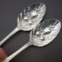 Matched Pair Of Fruit Bowl Serving Spoons Zigzag Handles Silver Plated Antique (#60392) 2