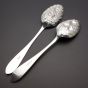 Matched Pair Of Fruit Bowl Serving Spoons Zigzag Handles Silver Plated Antique (#60392) 3