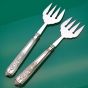 Pair Of Antique Silver Plated Bread / Meat Forks Victorian Ornate Handles (#61386) 2