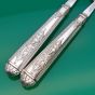 Pair Of Antique Silver Plated Bread / Meat Forks Victorian Ornate Handles (#61386) 3