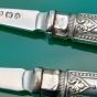 Pair Of Antique Silver Plated Bread / Meat Forks Victorian Ornate Handles (#61386) 4