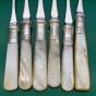 6x Mother Of Pearl Handled Pickle Forks Silver Plated (#61443) 3