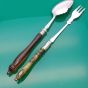 Beautiful Turned Treen Handle Pickle Fork And Jam Spoon Silver Plated Antique (#61468) 4