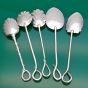 5x Whiplash Handle Jam Spoons - Silver Plated - Antique (#61748) 2
