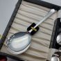 Vintage Cased Fruit Pudding Spoons & Server Set Epns Sheffield Silver Plated (#61918) 3