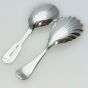 2x Caddy Spoons -  Fiddle Coffee + Oe Shell Bowl Silver Plated Epns - Antique (#61941) 3