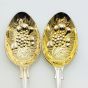 Gorgeous Pair Of Kings Pattern Berry Bowl Serving Spoons Epns Silver Plated (#61971) 2