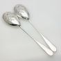 Gadroon Pattern - Pair Of Repousse Bowl Serving Spoons Epns Silver Plated (#99492) 3