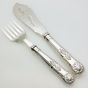 Kings Pattern - Pair Of Fish Servers - Antique Silver Plated Joseph Rodgers (#99625) 5