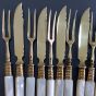 Mother Of Pearl Handled Gold Plated Date Fruit Cutlery Set Antique (#99637) 4