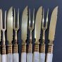 Mother Of Pearl Handled Gold Plated Date Fruit Cutlery Set Antique (#99637) 5