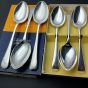 Old English Pattern Set Of Dessert Spoons Silver Plated Epns Bennett Heron Boxed (#99729) 3