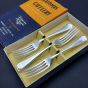 Old English Pattern Set Of Dessert Forks Silver Plated Epns Bennett Heron Boxed (#99730) 2