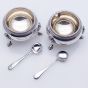 Edwardian Cauldron Form Pair Of Open Salt Pots Hoofed Feet Silver Plated (#99884) 2