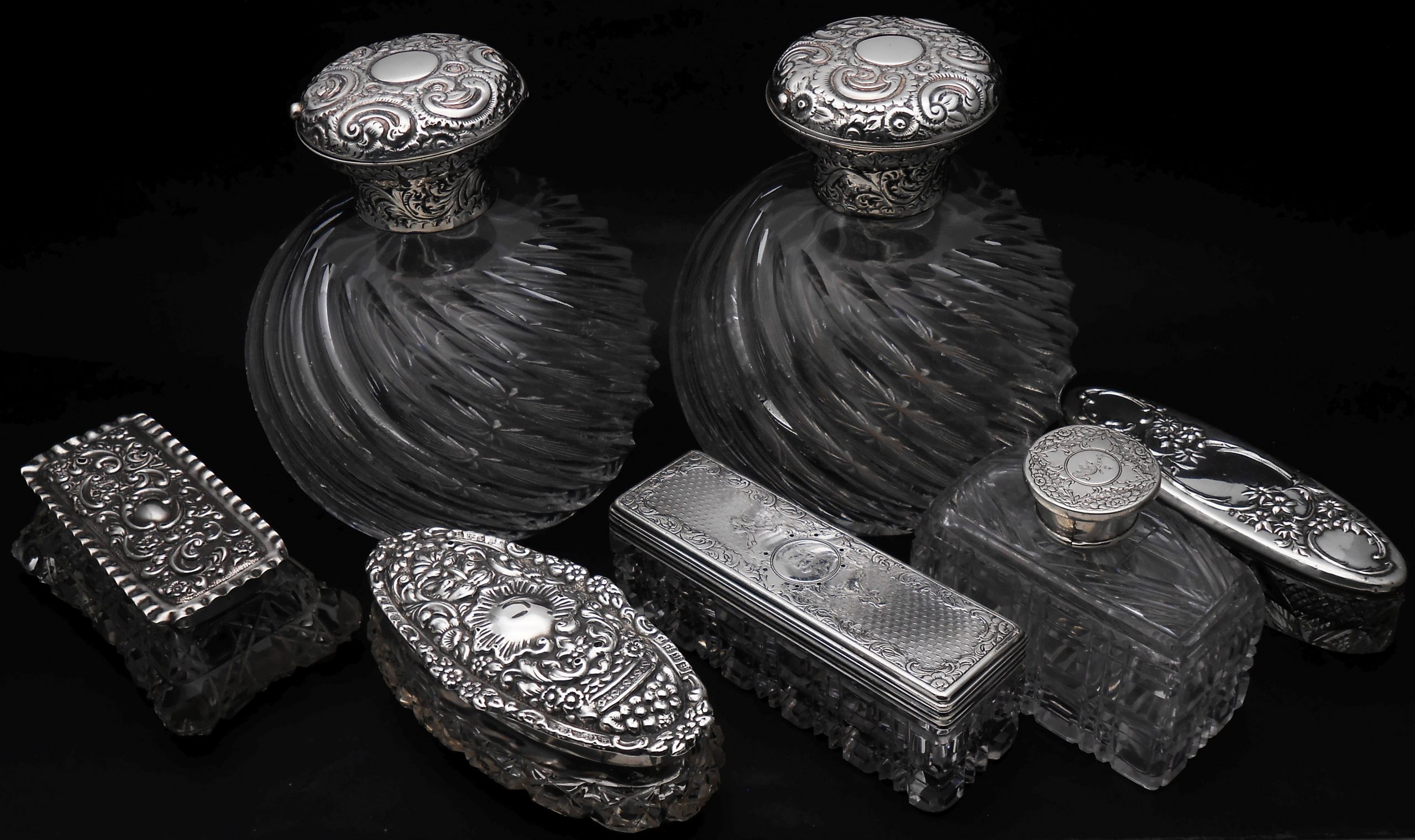 Georgian Silver & Glass Perfume Bottles